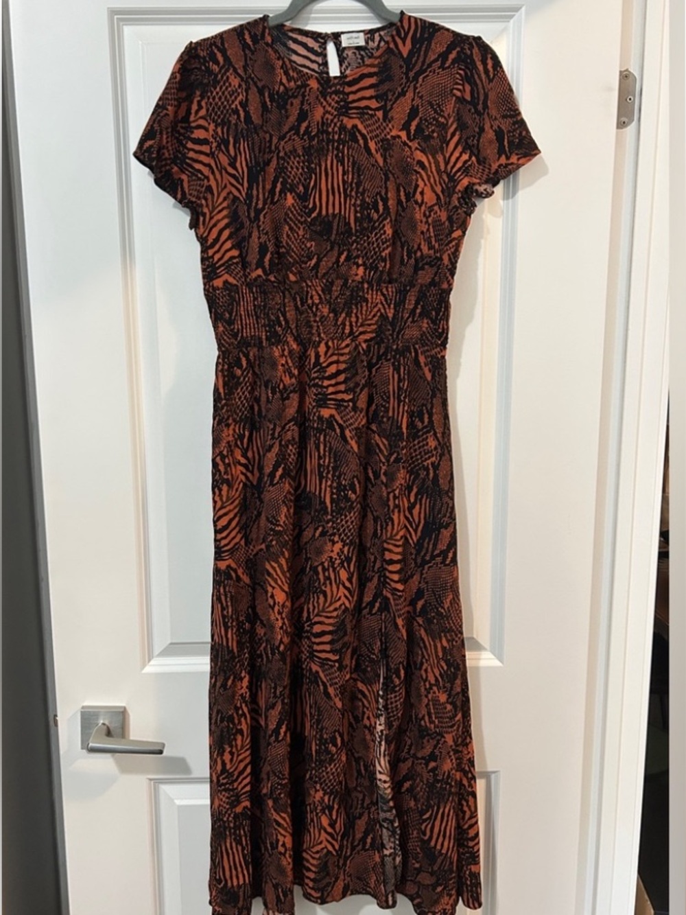 Wilfred Black and Orange Maxi Dress Moroccan Spice Print